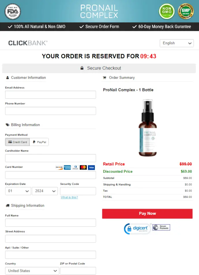 ProNail Complex Supplement Order page ProNail Complex Supplement Order page